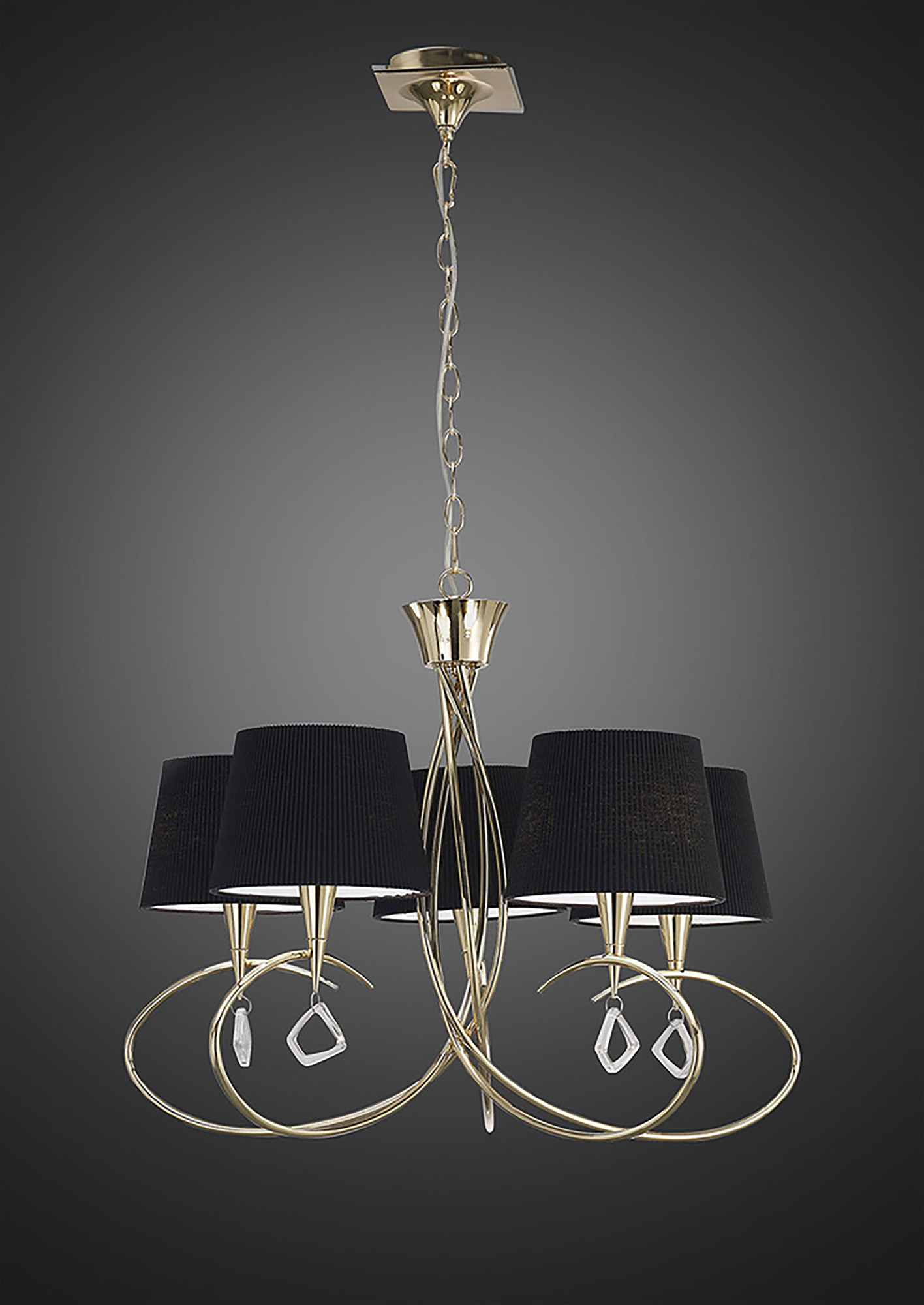 Mara French Gold-Black Ceiling Lights Mantra Multi Arm Fittings